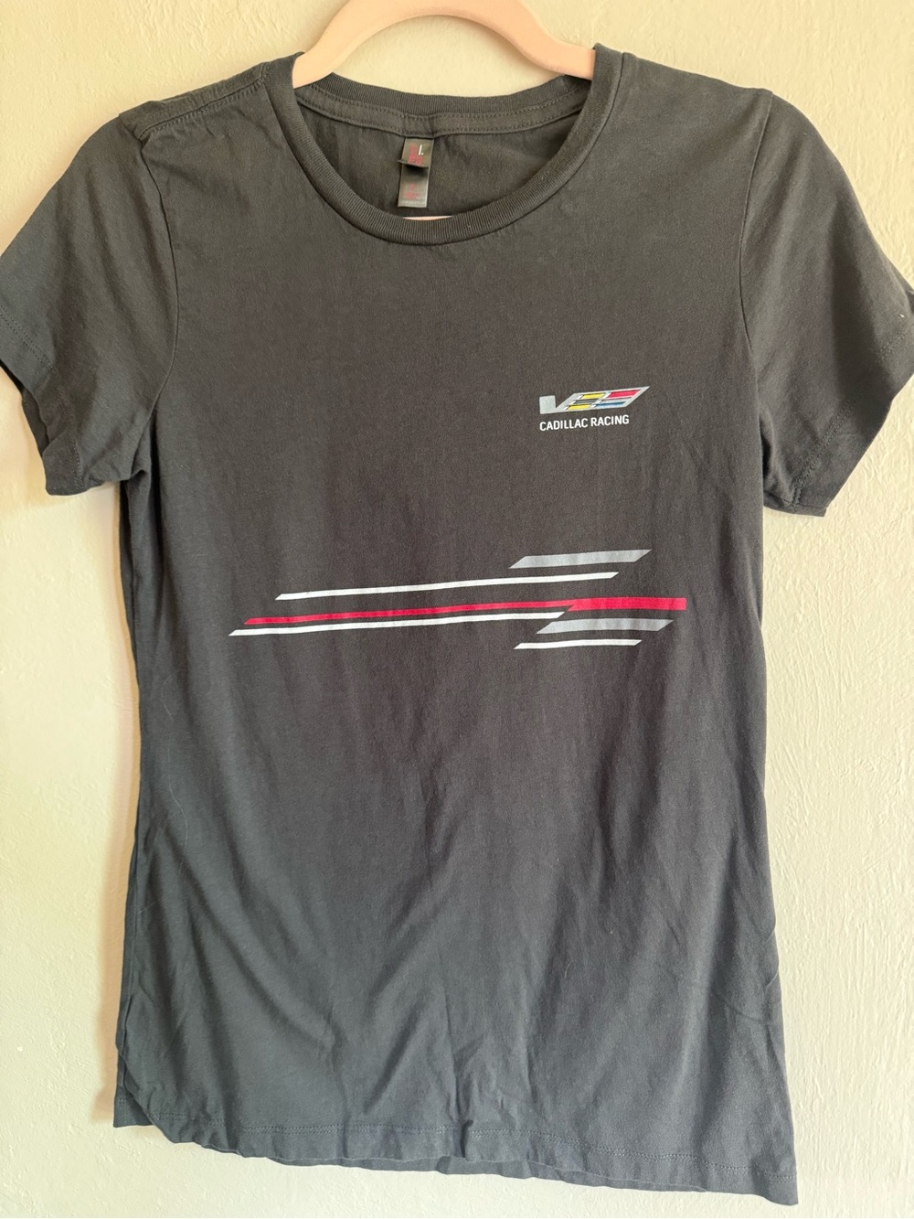 Cadillac Racing V-Series Graphic T-Shirt Gray Size Small Womens Fitted Tee